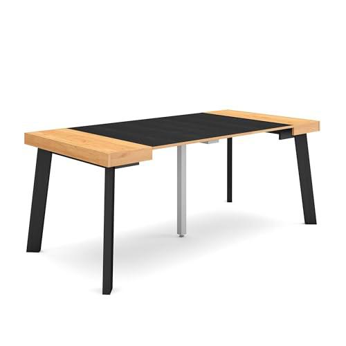 Skraut Home | Mesa Consola Extensible | Mesa Comedor Plegable | 180 | para 8 comensales | Patas de Madera | Estilo Moderno | Roble y Negro