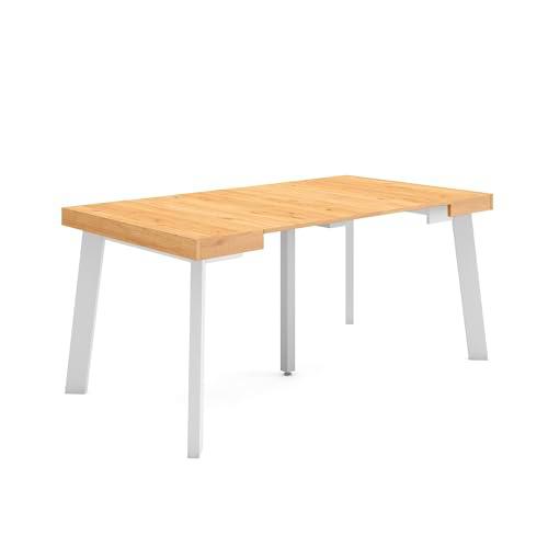 Skraut Home | Mesa Consola Extensible | Mesa Comedor Plegable | 160 | para 8 comensales | Patas de Madera | Estilo Moderno | Roble