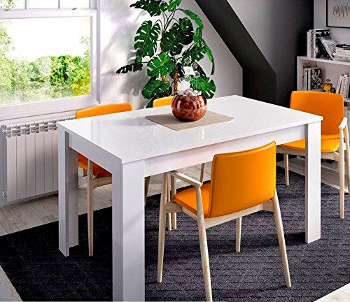 LIQUIDATODO ® - Mesa extensible de 140x90cm moderna y barata ext a 190cm en blanco brillo