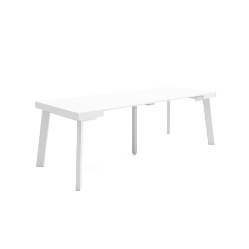 Skraut Home | Mesa Consola Extensible | Mesa Comedor Plegable | 220 | para 10 comensales | Patas de Madera | Estilo Moderno | Blanco