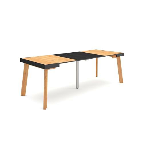 Skraut Home | Mesa Consola Extensible | Mesa Comedor Plegable | 220 | para 10 comensales | Patas de Madera | Estilo Moderno | Roble y Negro