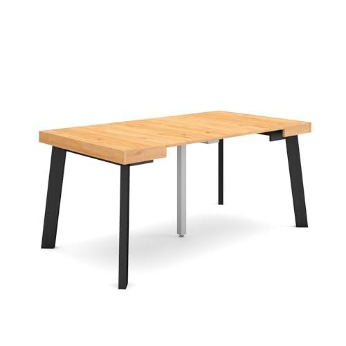 Skraut Home | Mesa Consola Extensible | Mesa Comedor Plegable | 160 | para 8 comensales | Patas de Madera | Estilo Moderno | Roble