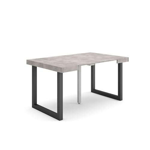 Skraut Home | Mesa Consola Extensible | Mesa Comedor Plegable | 140 | para 6 comensales | Patas Madera Maciza | Estilo Moderno | Cemento