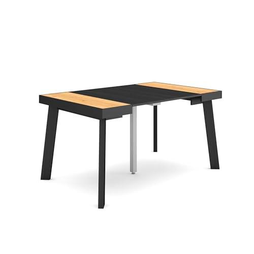 Skraut Home | Mesa Consola Extensible | Mesa Comedor Plegable | 140 | para 6 comensales | Patas de Madera | Estilo Moderno | Roble y Negro