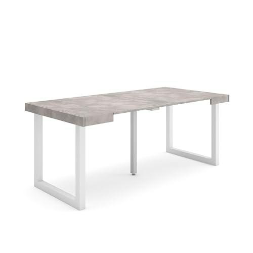 Skraut Home | Mesa Consola Extensible | Mesa Comedor Plegable | 180 | para 8 comensales | Patas Madera Maciza | Estilo Moderno | Cemento