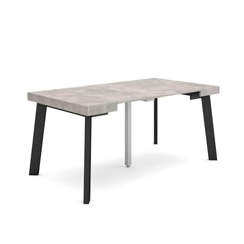 Skraut Home | Mesa Consola Extensible | Mesa Comedor Plegable | 160 | para 8 comensales | Patas de Madera | Estilo Moderno | Cemento