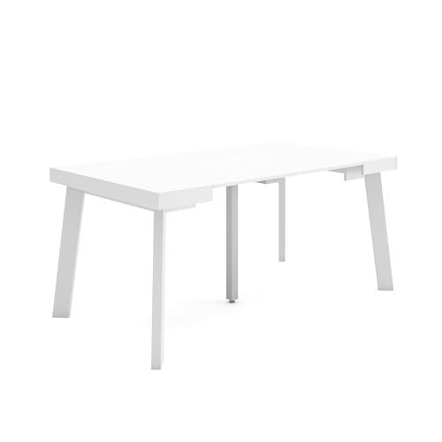 Skraut Home | Mesa Consola Extensible | Mesa Comedor Plegable | 160 | para 8 comensales | Patas de Madera | Estilo Moderno | Blanco