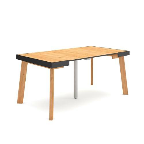 Skraut Home | Mesa Consola Extensible | Mesa Comedor Plegable | 160 | para 8 comensales | Patas de Madera | Estilo Moderno | Roble