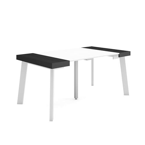 Skraut Home | Mesa Consola Extensible | Mesa Comedor Plegable | 160 | para 8 comensales | Patas de Madera | Estilo Moderno | Blanco y Negro