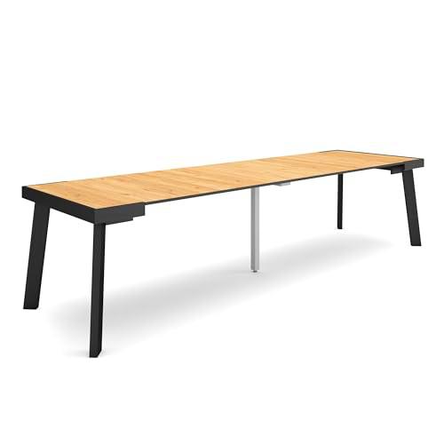 Skraut Home | Mesa Consola Extensible | Mesa Comedor Plegable | 300 | para 14 comensales | Patas de Madera | Estilo Moderno | Roble