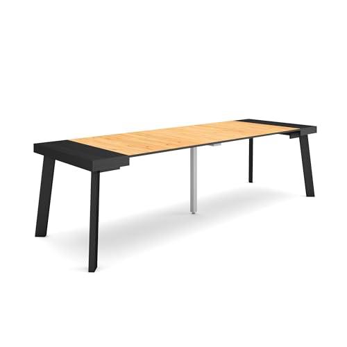 Skraut Home | Mesa Consola Extensible | Mesa Comedor Plegable | 260 | para 12 comensales | Patas de Madera | Estilo Moderno | Negro y Roble