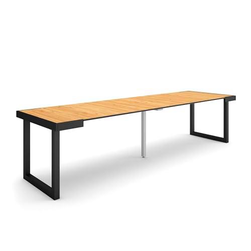 Skraut Home | Mesa Consola Extensible | Mesa Comedor Plegable | 300 | para 14 comensales | Patas Madera Maciza | Estilo Moderno | Roble