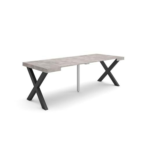 Skraut Home | Mesa Consola Extensible | Mesa Comedor Plegable | 220 | para 10 comensales | Patas Madera Maciza | Estilo Moderno | Cemento