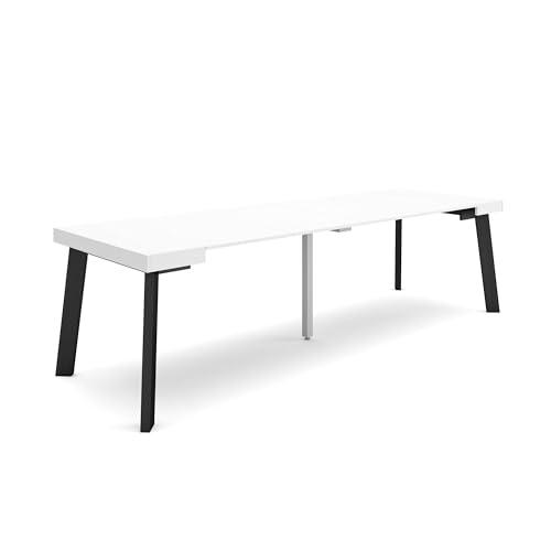 Skraut Home | Mesa Consola Extensible | Mesa Comedor Plegable | 260 | para 12 comensales | Patas de Madera | Estilo Moderno | Blanco