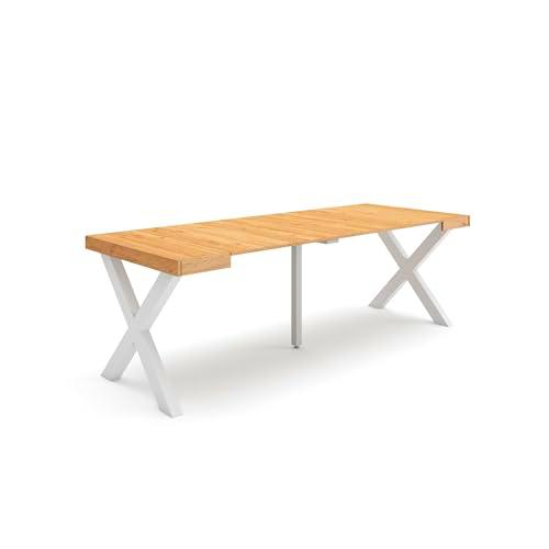 Skraut Home | Mesa Consola Extensible | Mesa Comedor Plegable | 220 | para 10 comensales | Patas Madera Maciza | Estilo Moderno | Roble