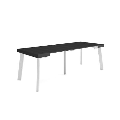 Skraut Home | Mesa Consola Extensible | Mesa Comedor Plegable | 220 | para 10 comensales | Patas de Madera | Estilo Moderno | Negro