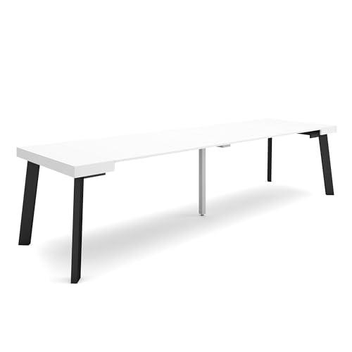 Skraut Home | Mesa Consola Extensible | Mesa Comedor Plegable | 300 | para 14 comensales | Patas de Madera | Estilo Moderno | Blanco