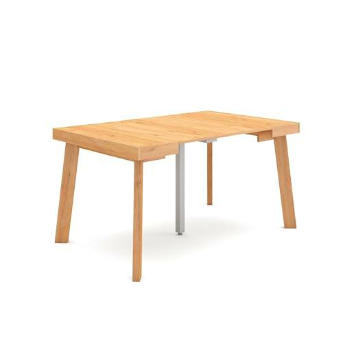 Skraut Home | Mesa Consola Extensible | Mesa Comedor Plegable | 140 | para 6 comensales | Patas de Madera | Estilo Moderno | Roble