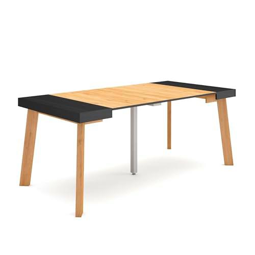 Skraut Home | Mesa Consola Extensible | Mesa Comedor Plegable | 180 | para 8 comensales | Patas de Madera | Estilo Moderno | Negro y Roble