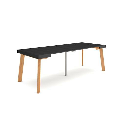 Skraut Home | Mesa Consola Extensible | Mesa Comedor Plegable | 220 | para 10 comensales | Patas de Madera | Estilo Moderno | Negro