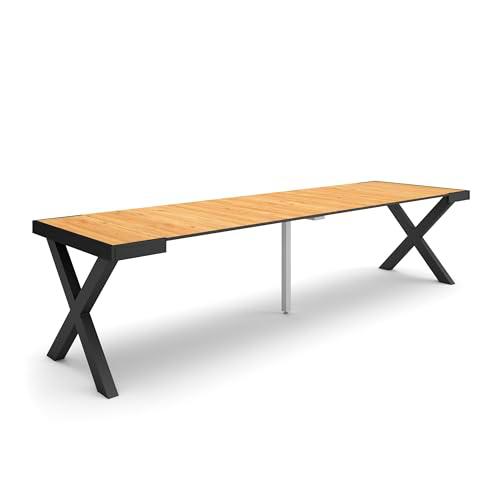 Skraut Home | Mesa Consola Extensible | Mesa Comedor Plegable | 300 | para 14 comensales | Patas Madera Maciza | Estilo Moderno | Roble