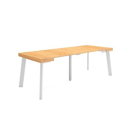 Skraut Home | Mesa Consola Extensible | Mesa Comedor Plegable | 220 | para 10 comensales | Patas de Madera | Estilo Moderno | Roble