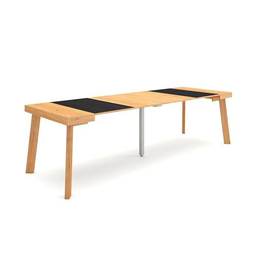 Skraut Home | Mesa Consola Extensible | Mesa Comedor Plegable | 260 | para 12 comensales | Patas de Madera | Estilo Moderno | Roble y Negro