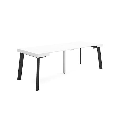 Skraut Home | Mesa Consola Extensible | Mesa Comedor Plegable | 220 | para 10 comensales | Patas de Madera | Estilo Moderno | Blanco