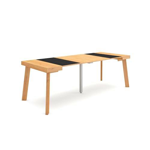 Skraut Home | Mesa Consola Extensible | Mesa Comedor Plegable | 220 | para 10 comensales | Patas de Madera | Estilo Moderno | Roble y Negro