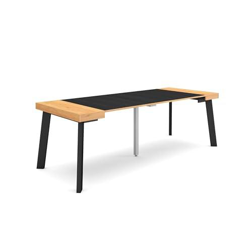 Skraut Home | Mesa Consola Extensible | Mesa Comedor Plegable | 220 | para 10 comensales | Patas de Madera | Estilo Moderno | Roble y Negro