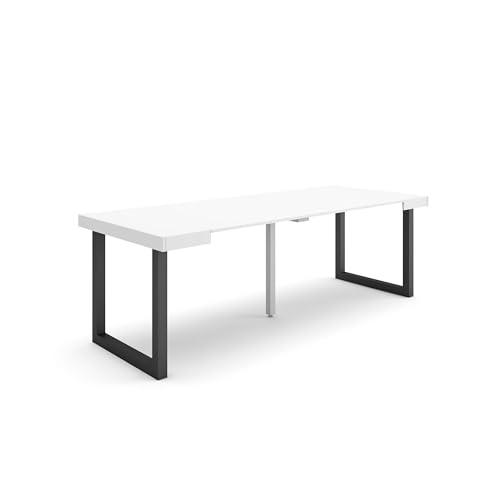 Skraut Home | Mesa Consola Extensible | Mesa Comedor Plegable | 220 | para 10 comensales | Patas Madera Maciza | Estilo Moderno | Blanco