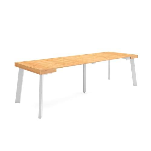 Skraut Home | Mesa Consola Extensible | Mesa Comedor Plegable | 260 | para 12 comensales | Patas de Madera | Estilo Moderno | Roble