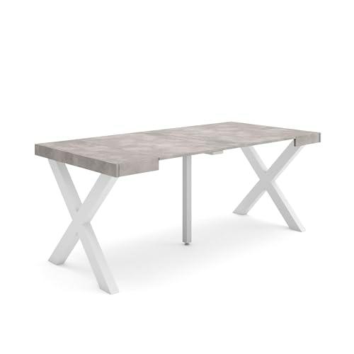 Skraut Home | Mesa Consola Extensible | Mesa Comedor Plegable | 180 | para 8 comensales | Patas Madera Maciza | Estilo Moderno | Cemento