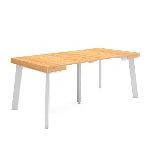 Skraut Home | Mesa Consola Extensible | Mesa Comedor Plegable | 180 | para 8 comensales | Patas de Madera | Estilo Moderno | Roble