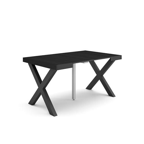 Skraut Home | Mesa Consola Extensible | Mesa Comedor Plegable | 140 | para 6 comensales | Patas Madera Maciza | Estilo Moderno | Negro