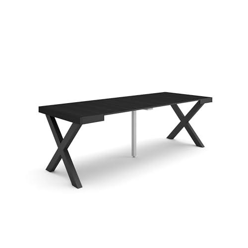 Skraut Home | Mesa Consola Extensible | Mesa Comedor Plegable | 220 | para 10 comensales | Patas Madera Maciza | Estilo Moderno | Negro