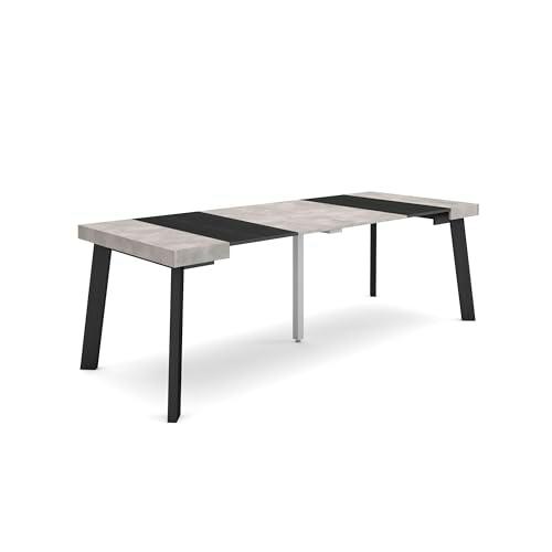 Skraut Home | Mesa Consola Extensible | Mesa Comedor Plegable | 220 | para 10 comensales | Patas de Madera | Estilo Moderno | Cemento