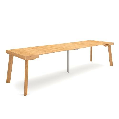 Skraut Home | Mesa Consola Extensible | Mesa Comedor Plegable | 300 | para 14 comensales | Patas de Madera | Estilo Moderno | Roble