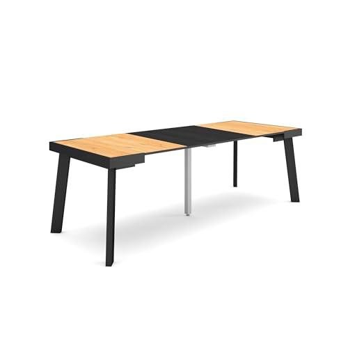 Skraut Home | Mesa Consola Extensible | Mesa Comedor Plegable | 220 | para 10 comensales | Patas de Madera | Estilo Moderno | Roble y Negro