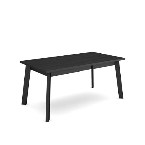 Skraut Home | Mesa Comedor | Mesa Fija Cocina y Salón | 170 | para 8 Comensales | Patas de Madera | Estilo Moderno | Negro