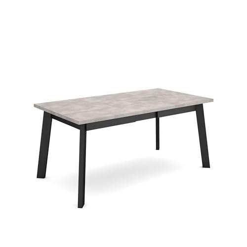 Skraut Home | Mesa Comedor | Mesa Fija Cocina y Salón | 170 | para 8 Comensales | Patas de Madera | Estilo Moderno | Cemento