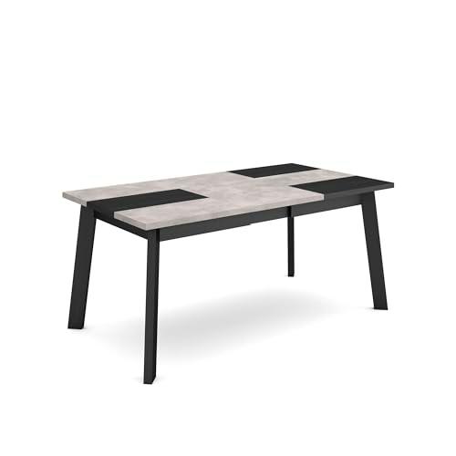 Skraut Home | Mesa Comedor | Mesa Fija Cocina y Salón | 170 | para 8 Comensales | Patas de Madera | Estilo Moderno | Cemento