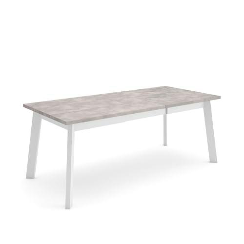 Skraut Home | Mesa Comedor | Mesa Fija Cocina y Salón | 200 | para 10 Comensales | Patas de Madera | Estilo Moderno | Cemento