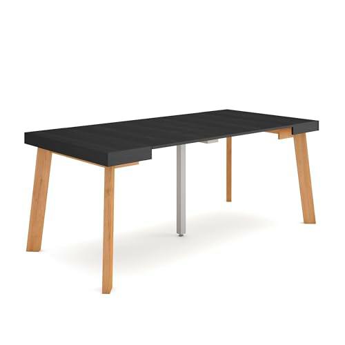 Skraut Home | Mesa Consola Extensible | Mesa Comedor Plegable | 180 | para 8 comensales | Patas de Madera | Estilo Moderno | Negro