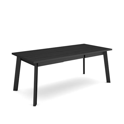 Skraut Home | Mesa Comedor | Mesa Fija Cocina y Salón | 200 | para 10 Comensales | Patas de Madera | Estilo Moderno | Negro