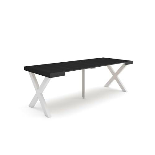 Skraut Home | Mesa Consola Extensible | Mesa Comedor Plegable | 220 | para 10 comensales | Patas Madera Maciza | Estilo Moderno | Negro