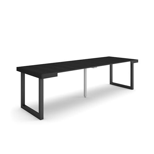 Skraut Home | Mesa Consola Extensible | Mesa Comedor Plegable | 260 | para 12 comensales | Patas Madera Maciza | Estilo Moderno | Negro