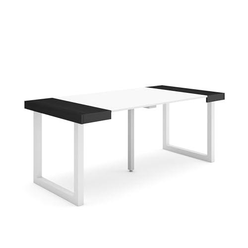 Skraut Home | Mesa Consola Extensible | Mesa Comedor Plegable | 180 | para 8 comensales | Patas Madera Maciza | Estilo Moderno | Blanco y Negro