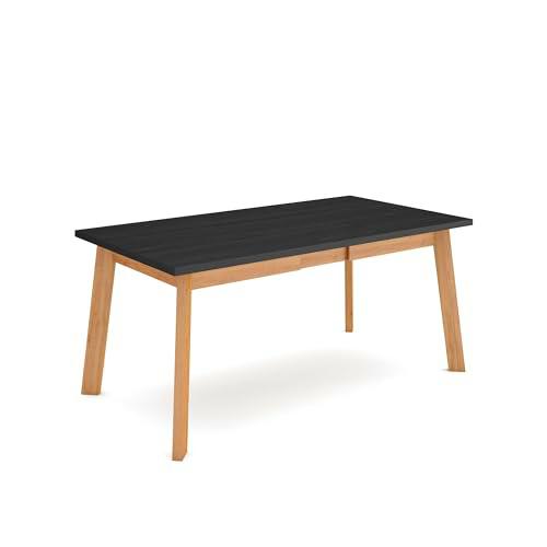 Skraut Home | Mesa Comedor | Mesa Fija Cocina y Salón | 170 | para 8 Comensales | Patas de Madera | Estilo Moderno | Negro y Roble