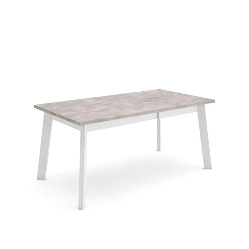 Skraut Home | Mesa Comedor | Mesa Fija Cocina y Salón | 170 | para 8 Comensales | Patas de Madera | Estilo Moderno | Cemento